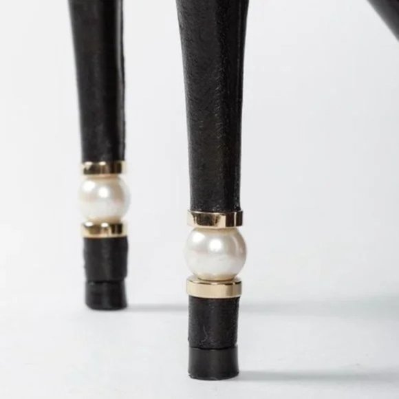 Chanel CC Black Leather Pearl Stiletto Booties - Picture 9 of 11